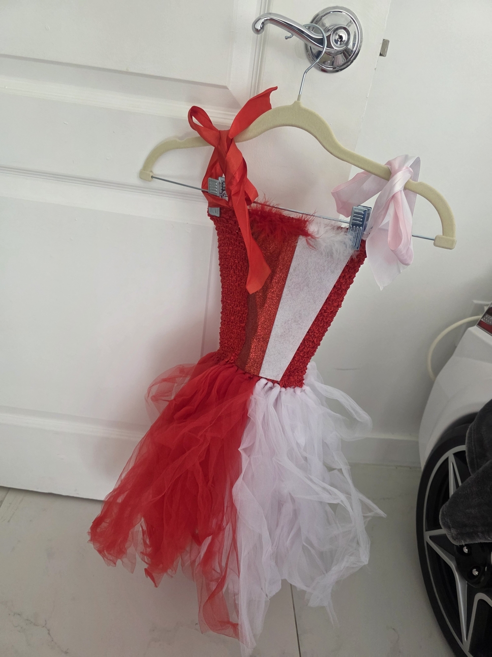 Halloween Red and White Tulle Kids Costume Dress